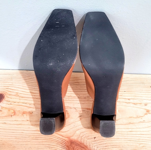 Ros Hommerson Brown Leather Mules White Stitching Women's Slip On Shoes Size 6 - Picture 5 of 11